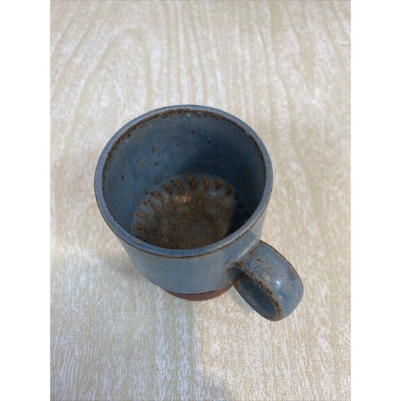 5 Vintage Pottery Coffee Cups / Mugs Unique Design with Wine Glass Style Base - Picture 8 of 16